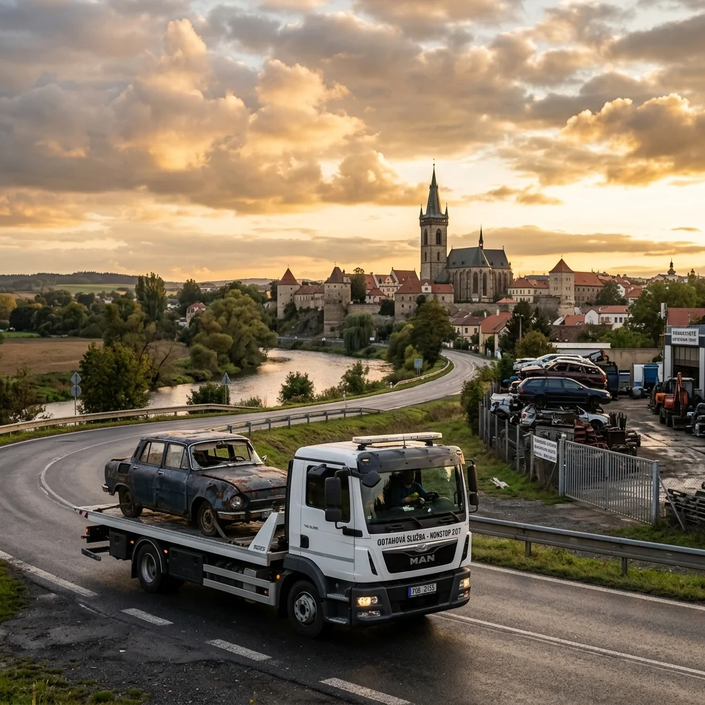 Gotický chrám sv. Mikuláše v Lounech – likvidace autovraků
