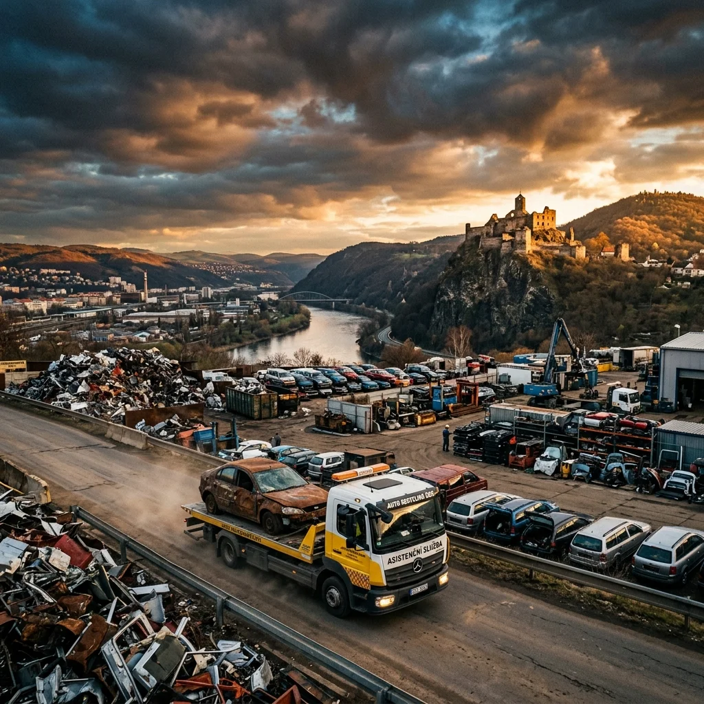Hrad Střekov v Ústí nad Labem – likvidace autovraků